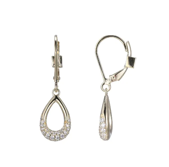 ELLE Gold Plated "Caramel" CZ Pear Shaped Dangle Earrings (SI5018)