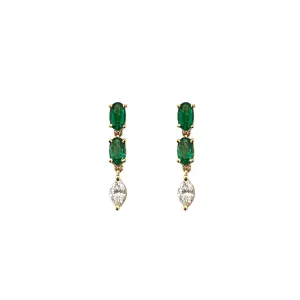 Emerald & Diamond Dangle Earrings