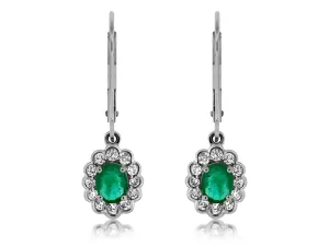Emerald and Diamond Accented Earrings