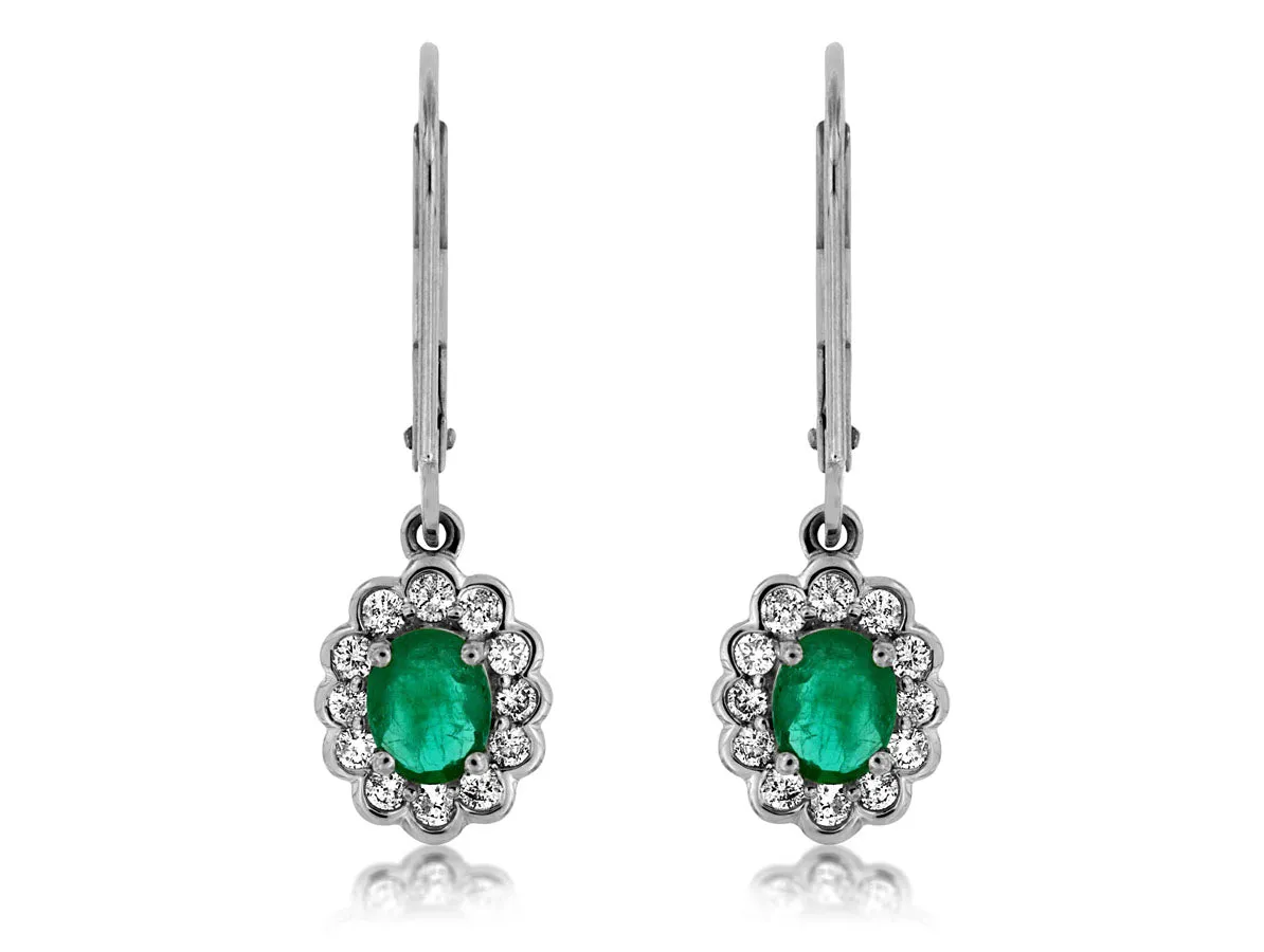 Emerald and Diamond Accented Earrings