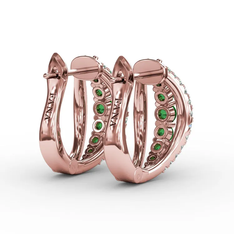 Emerald and Diamond Hoop Earrings