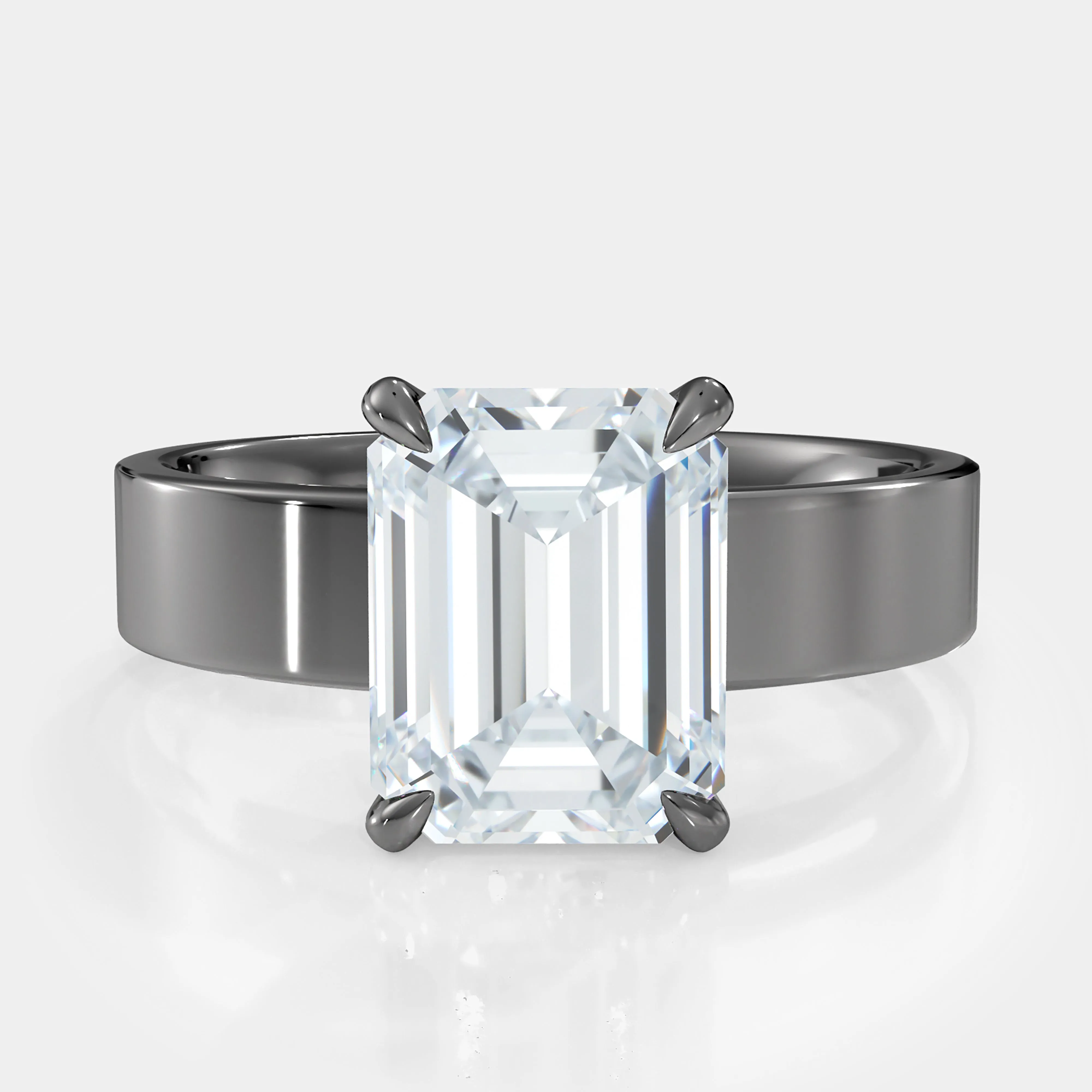 Emerald Cut Cigar Bezel Diamond Ring