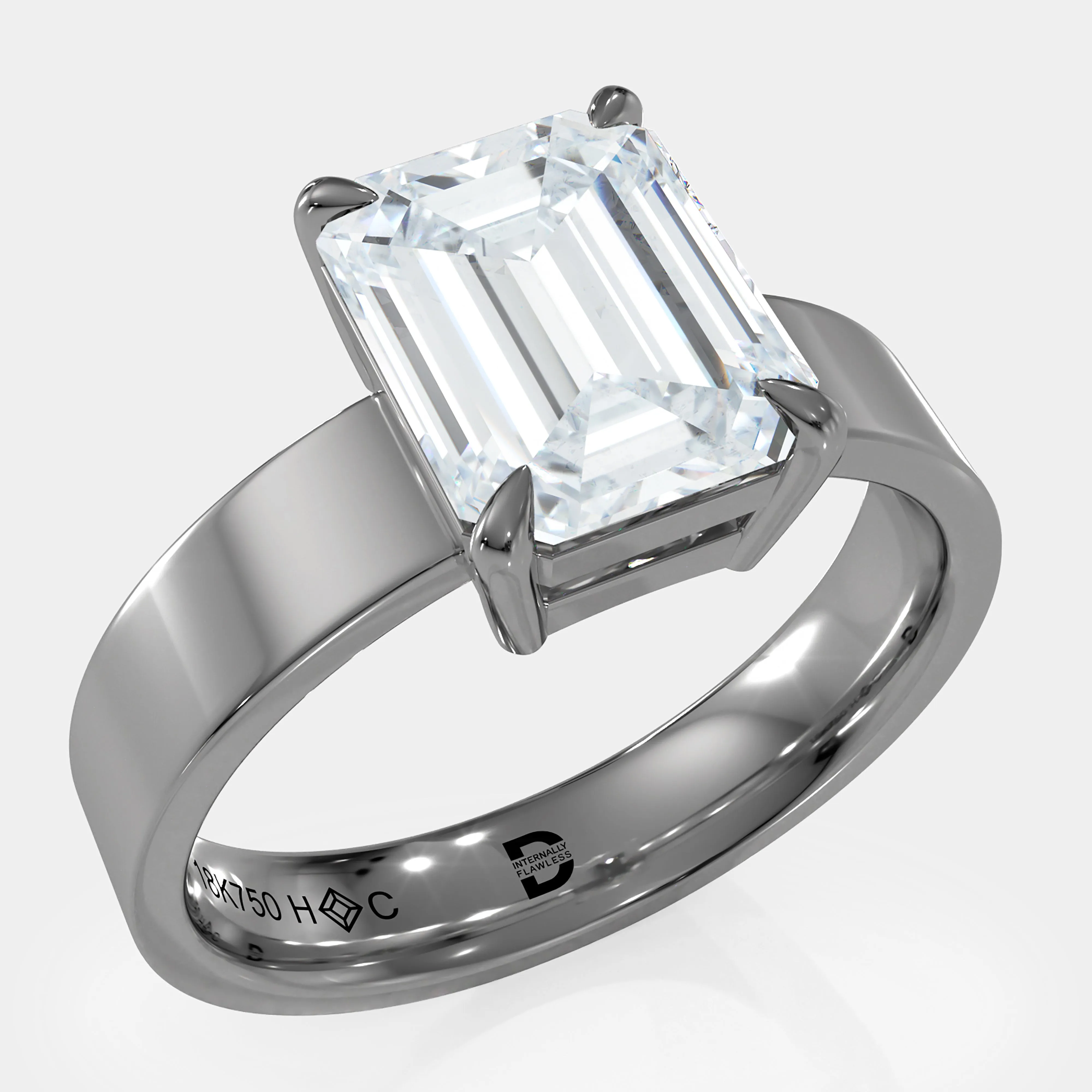 Emerald Cut Cigar Bezel Diamond Ring