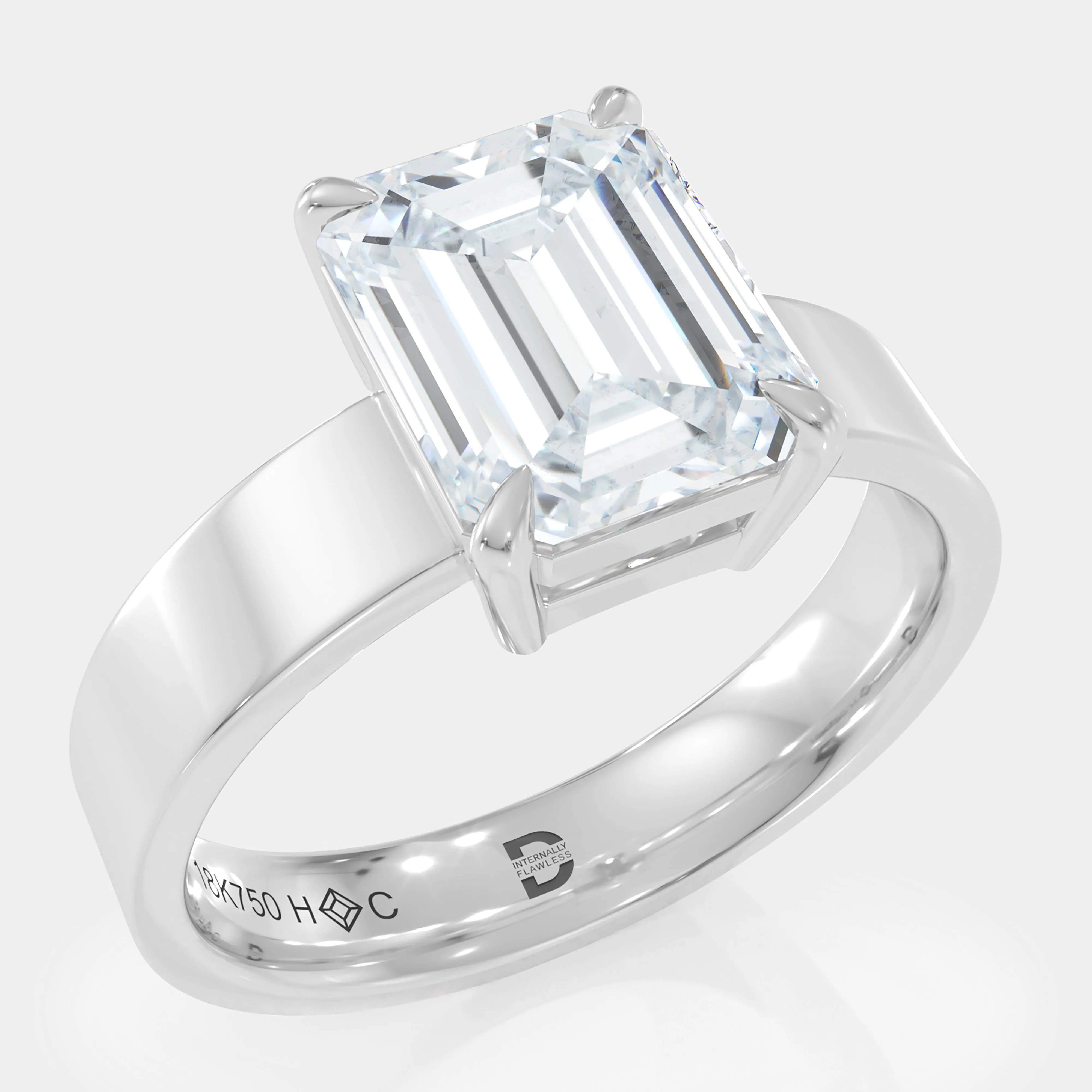 Emerald Cut Cigar Bezel Diamond Ring
