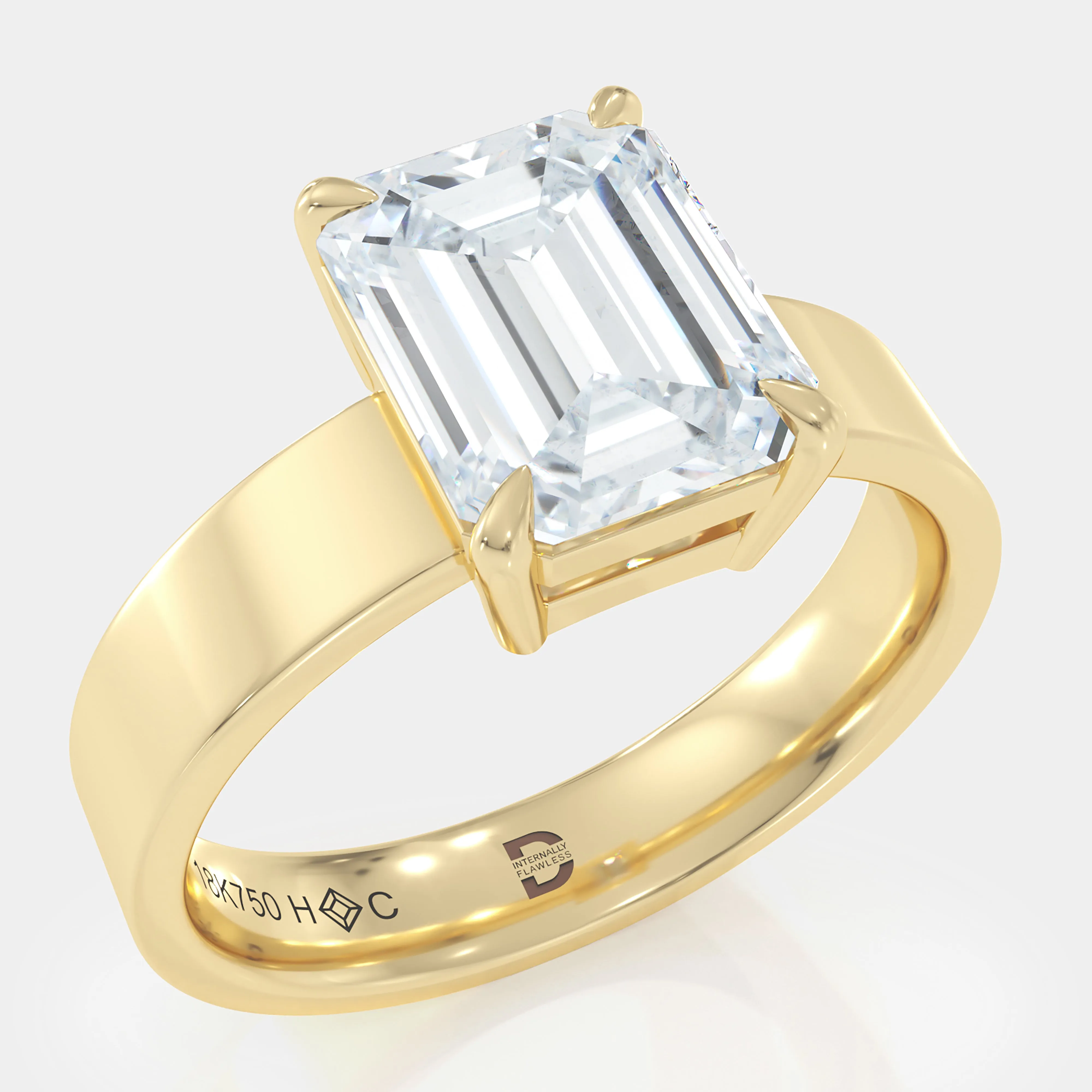 Emerald Cut Cigar Bezel Diamond Ring