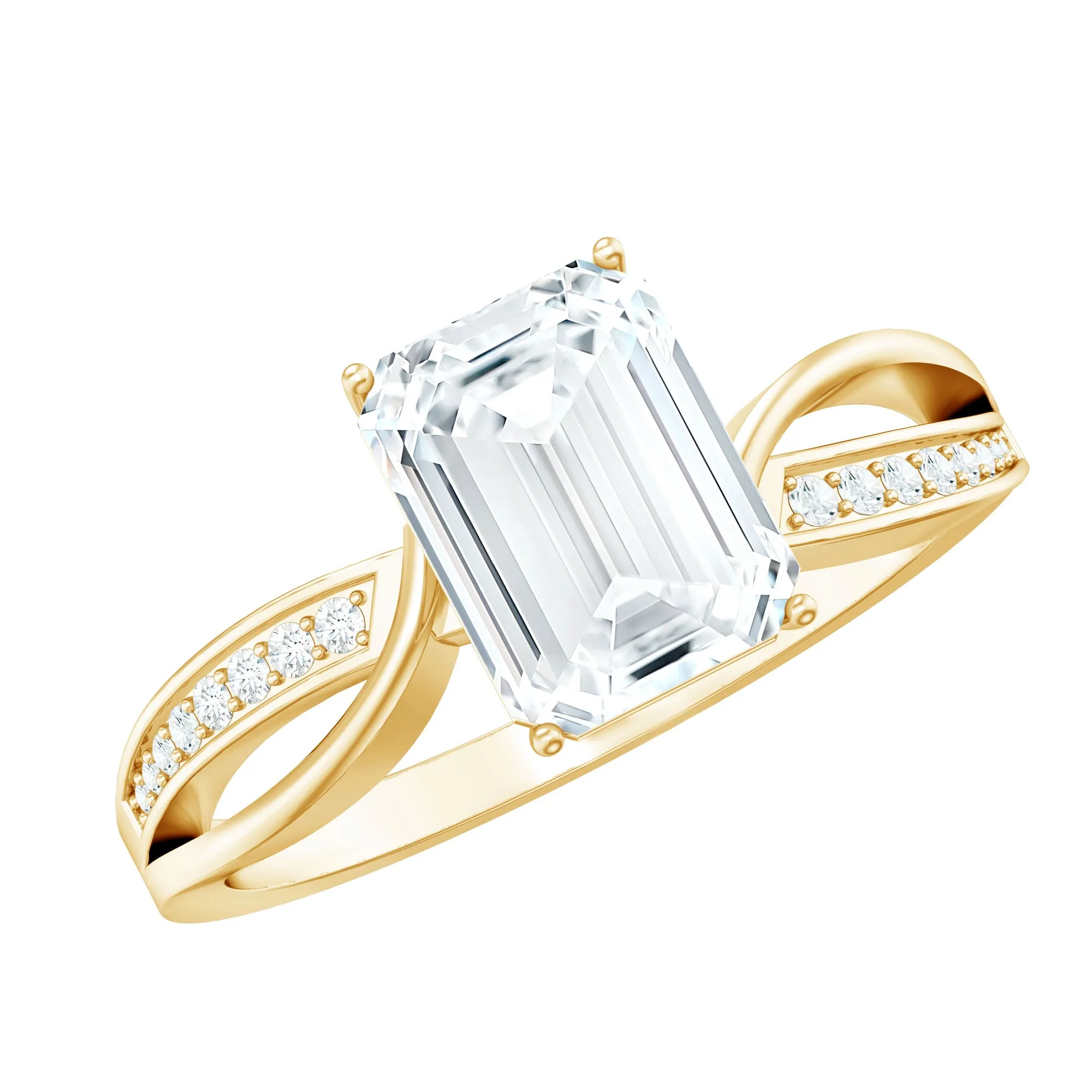 Emerald Cut Moissanite Solitaire Infinity Ring