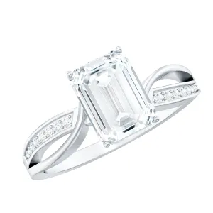 Emerald Cut Moissanite Solitaire Infinity Ring