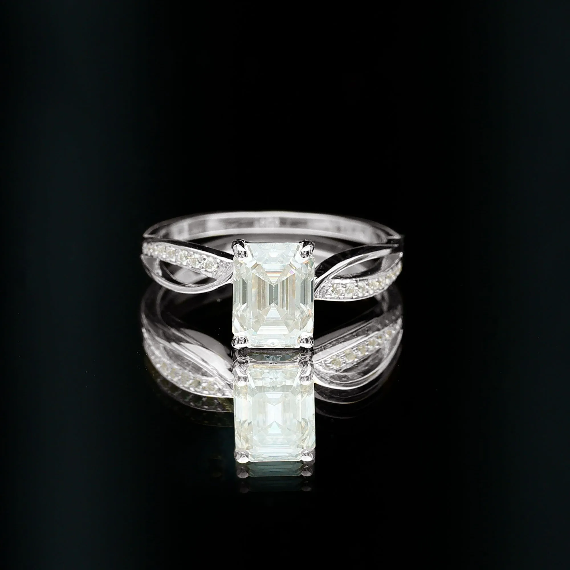 Emerald Cut Moissanite Solitaire Infinity Ring