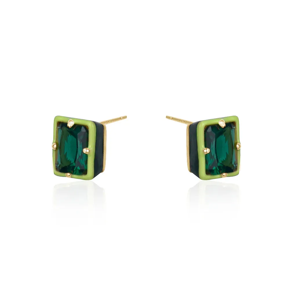 Emerald Enamel Earrings