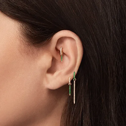 Emerald Eternity Hoop Earring by Maria Tash in White Gold