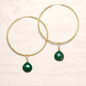 Emerald Hoop Earrings