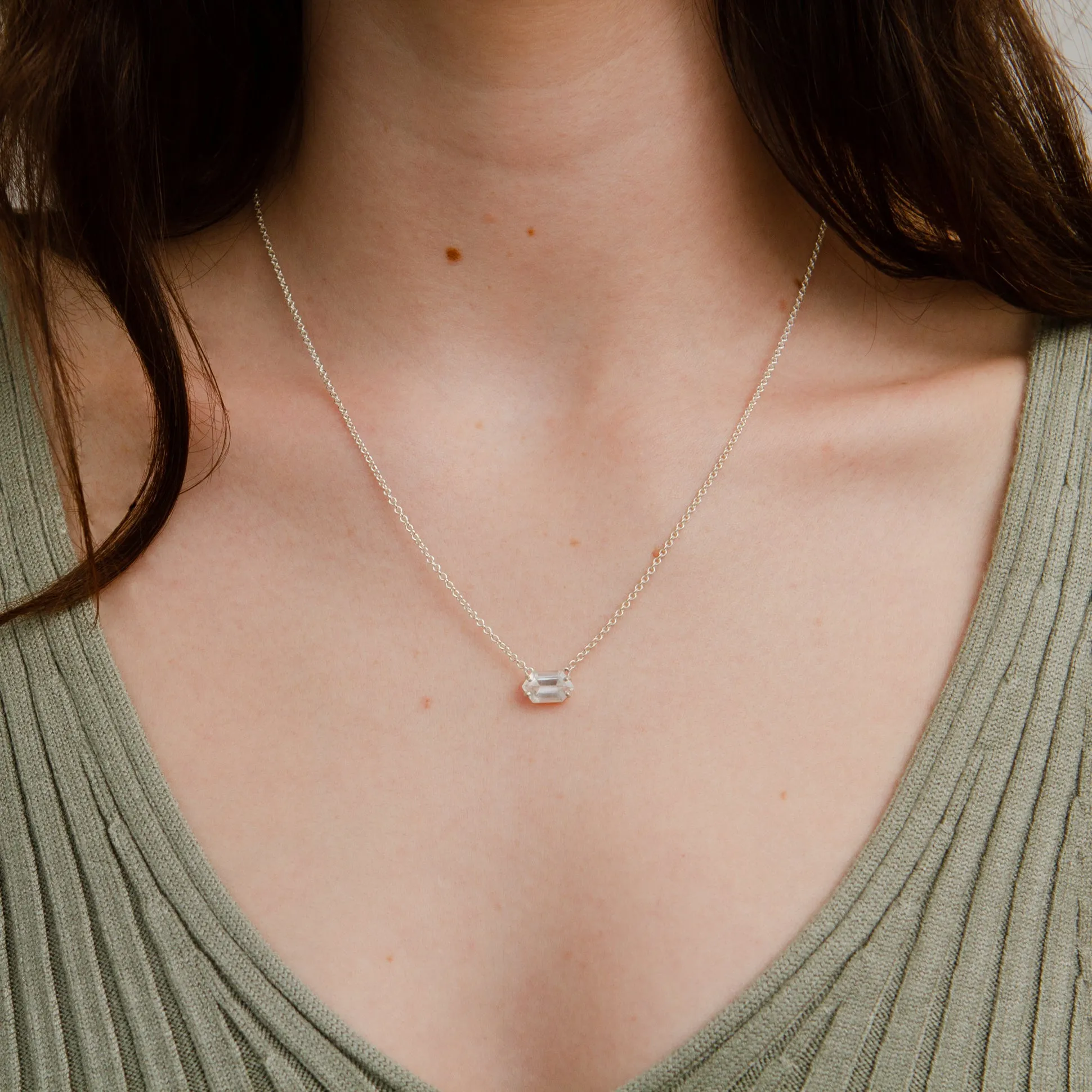 Emerson Quartz Necklace in Silver