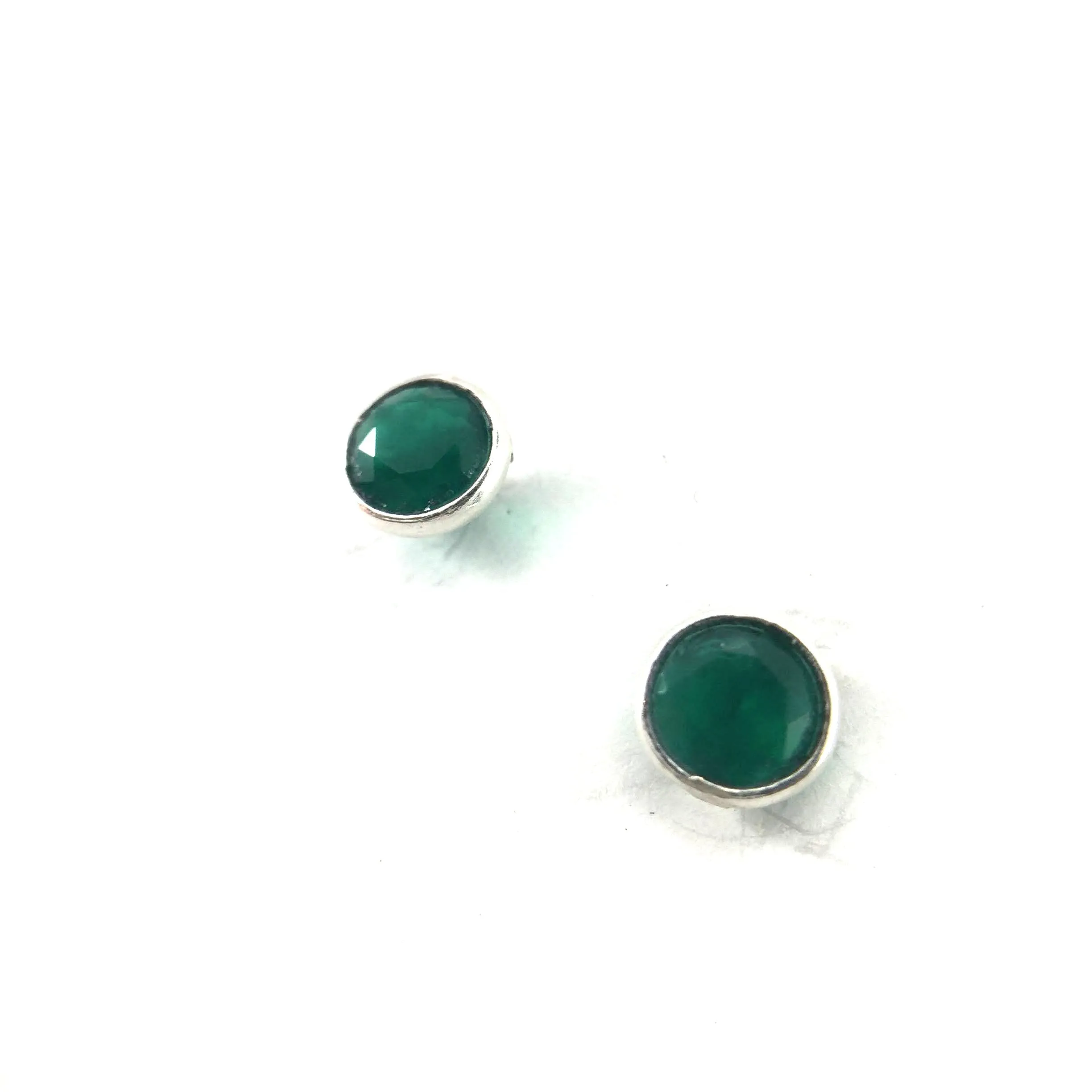 Faceted Emerald Studs - 6mm