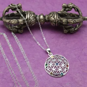 Flower of Life Chakra Gemstone Necklace