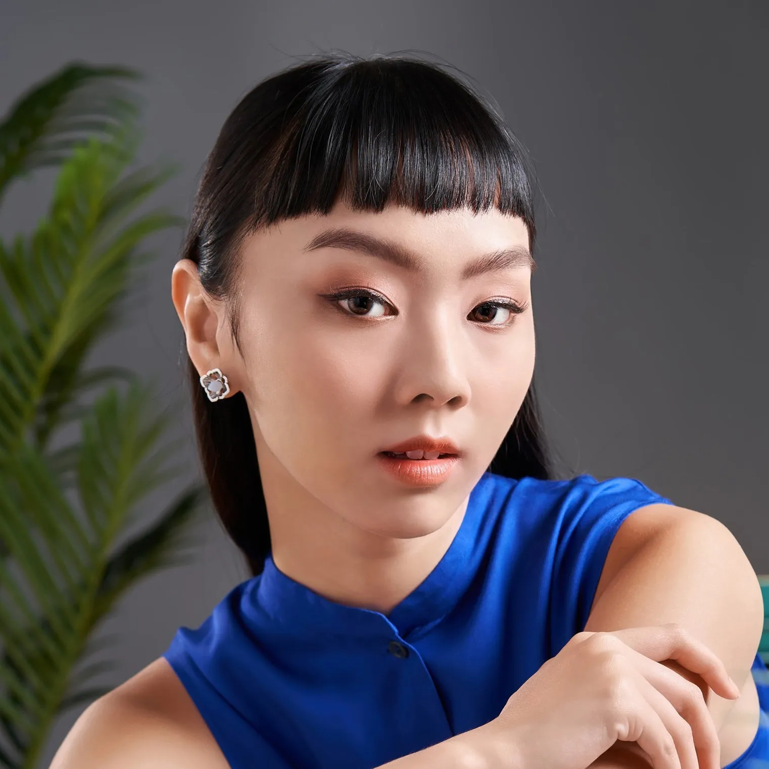 Forbidden Spring Large Stud Earrings - Sterling Silver - Sapphire