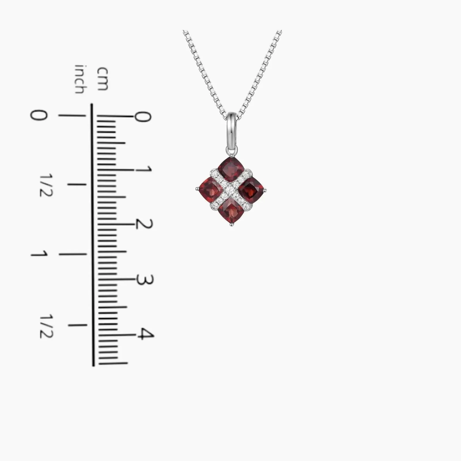 Garnet Infanta Charm Necklace in Sterling Silver