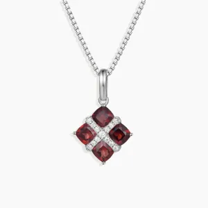 Garnet Infanta Charm Necklace in Sterling Silver