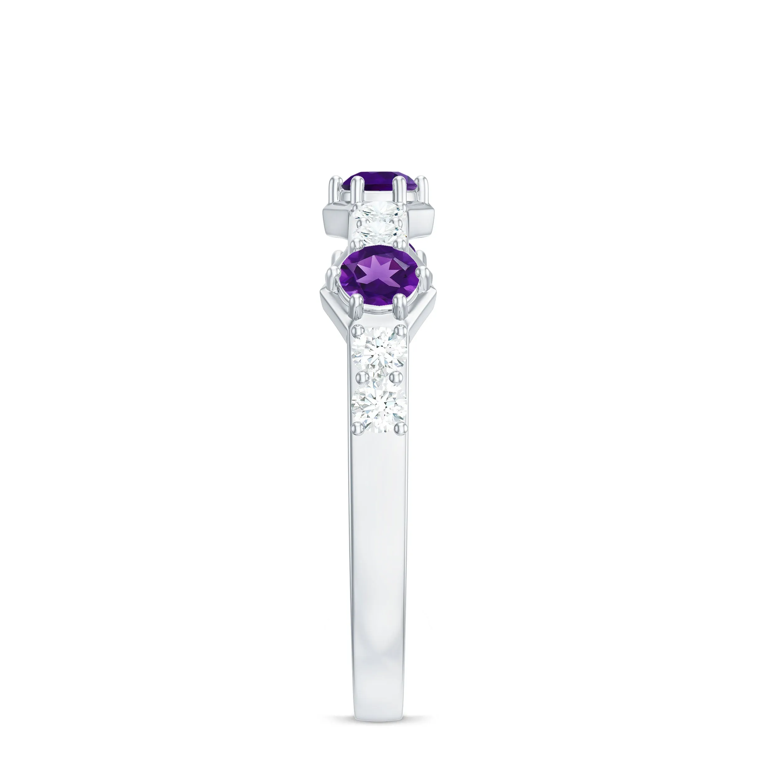 Genuine Amethyst and Diamond Eternity Anniversary Ring