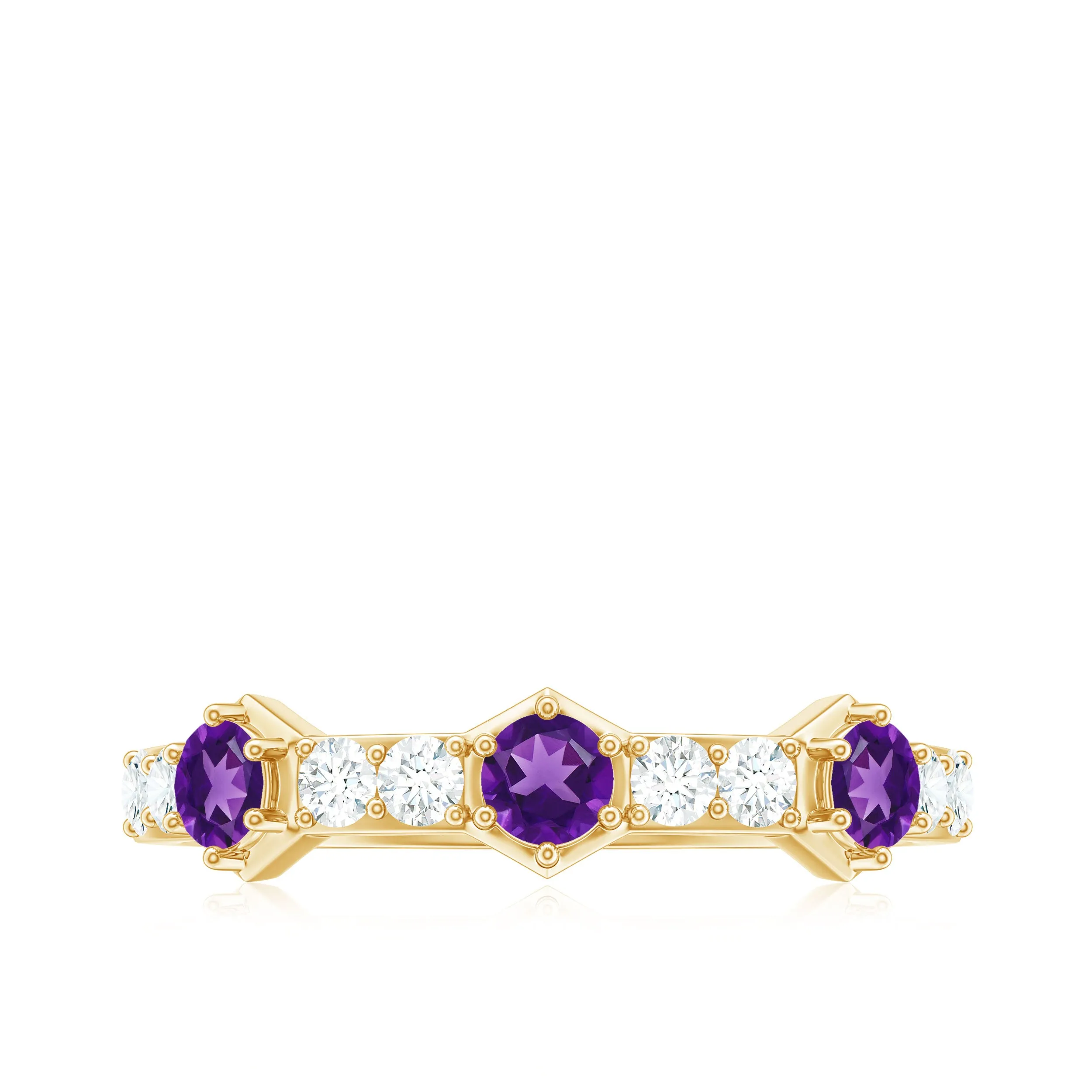 Genuine Amethyst and Diamond Eternity Anniversary Ring