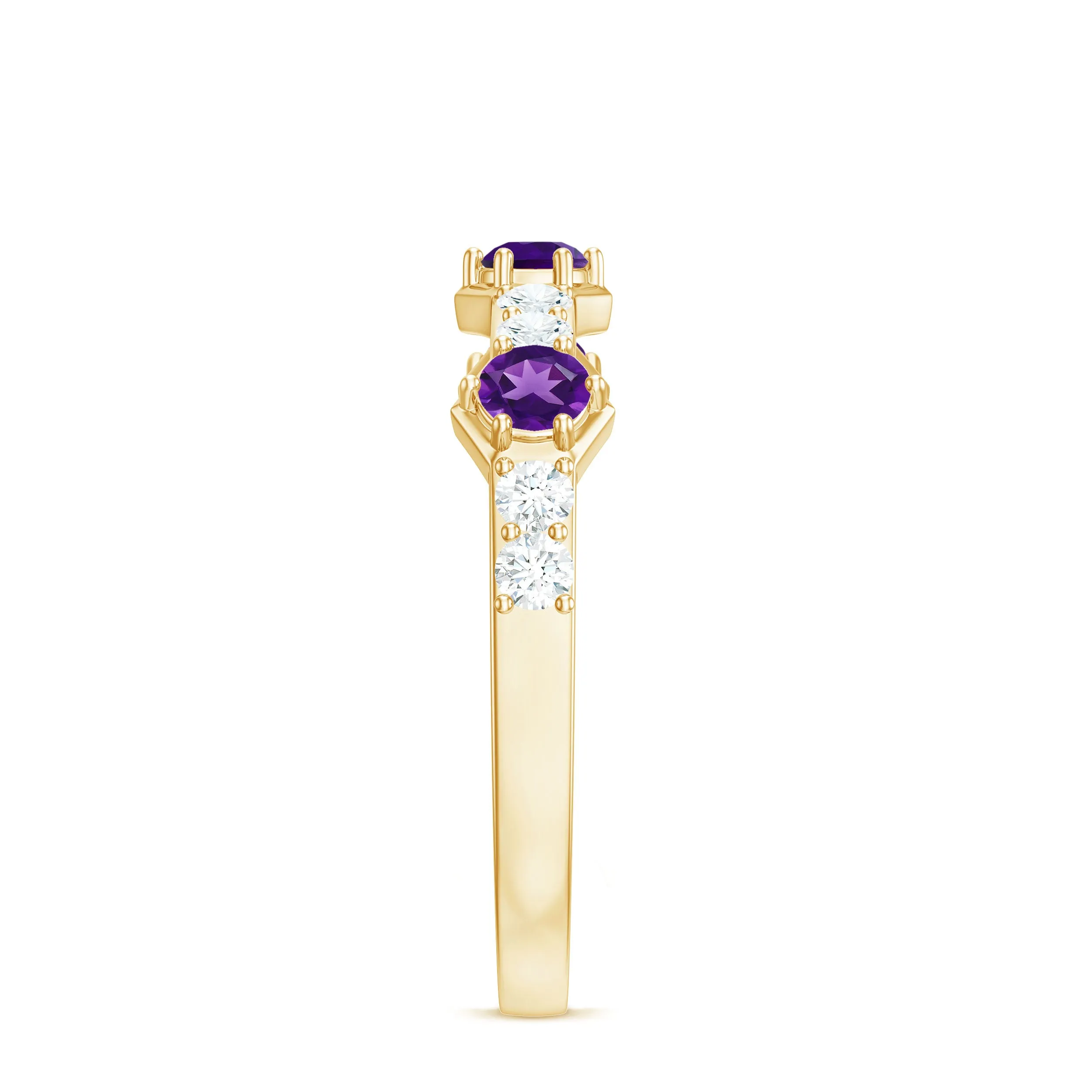 Genuine Amethyst and Diamond Eternity Anniversary Ring