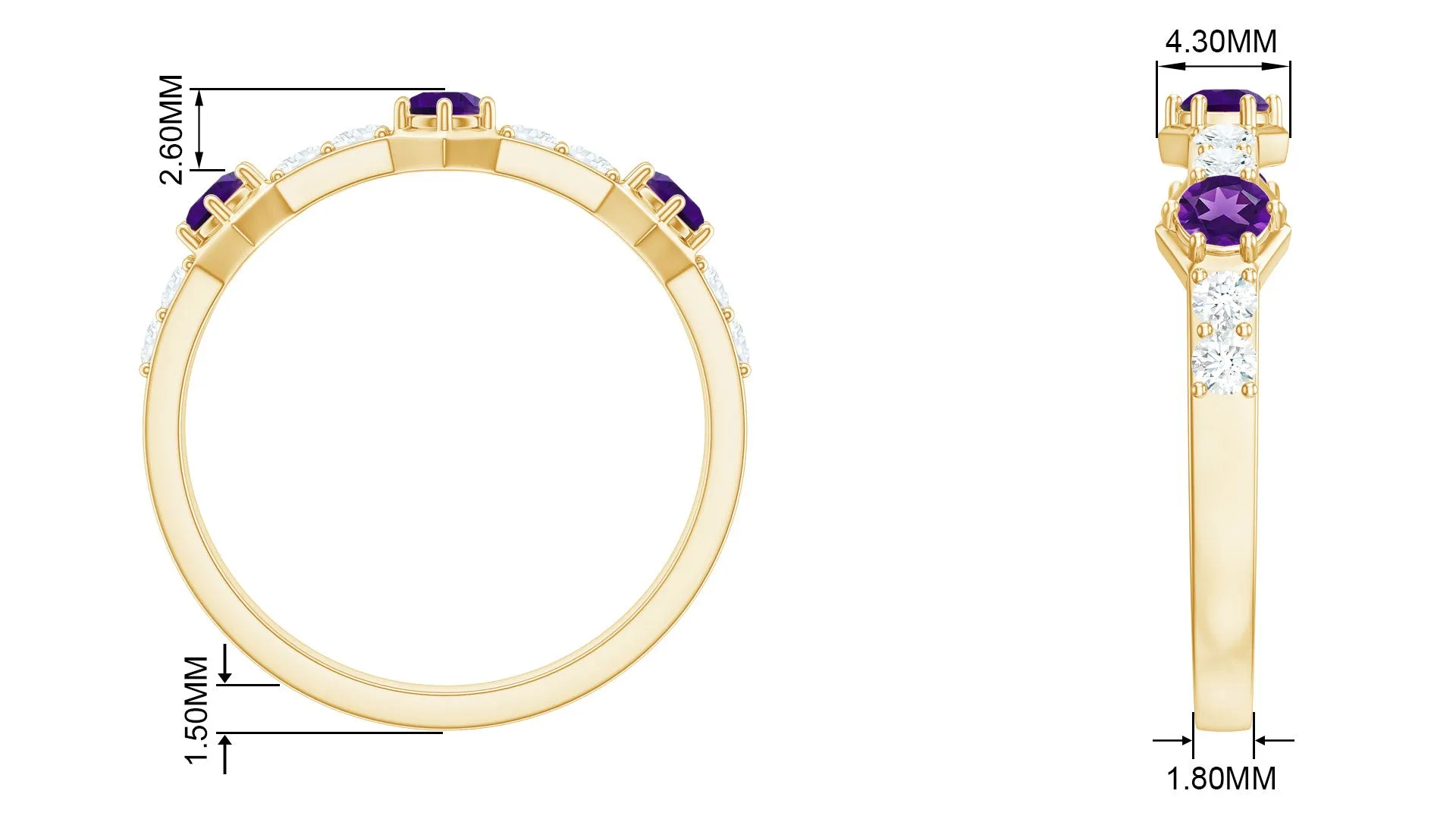 Genuine Amethyst and Diamond Eternity Anniversary Ring