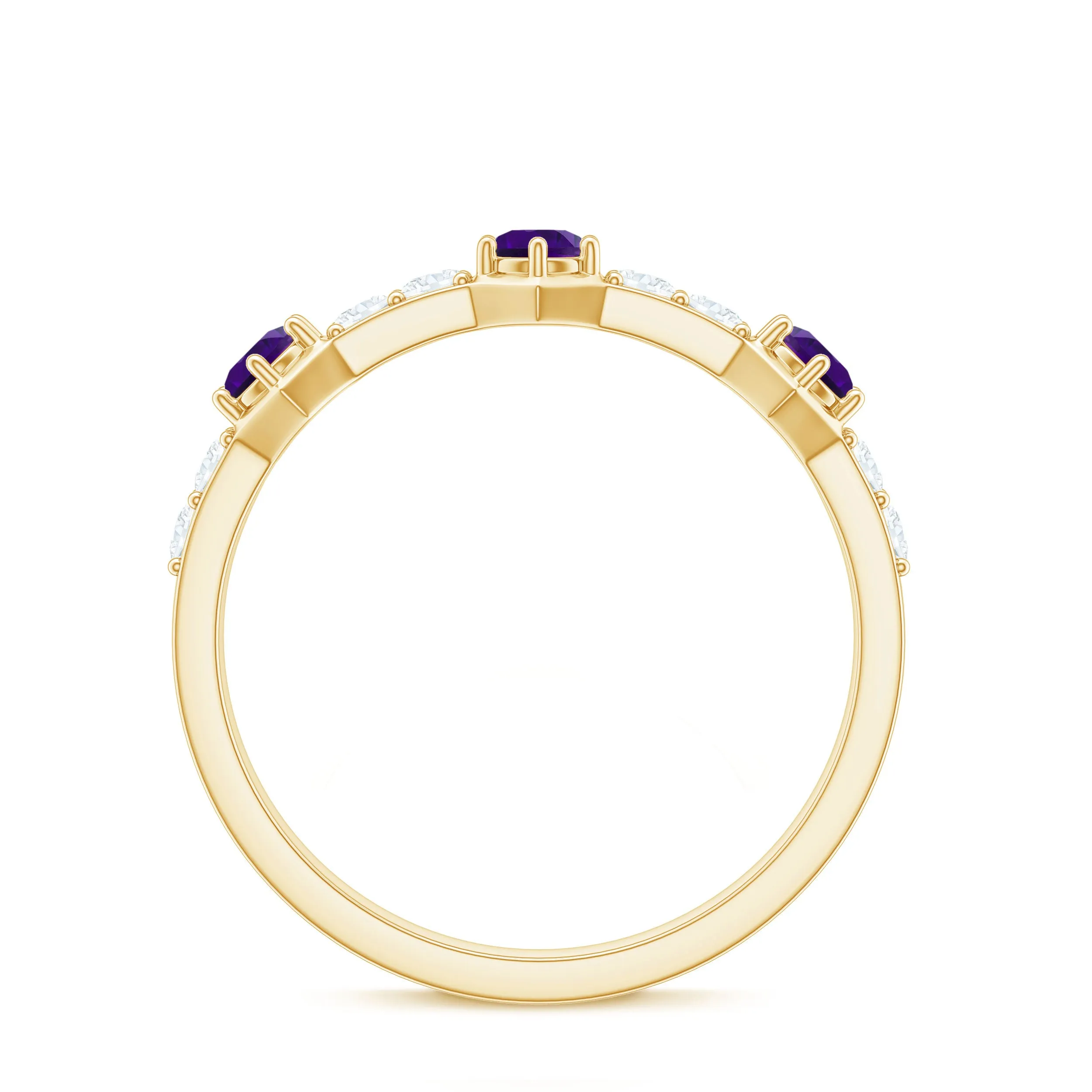 Genuine Amethyst and Diamond Eternity Anniversary Ring