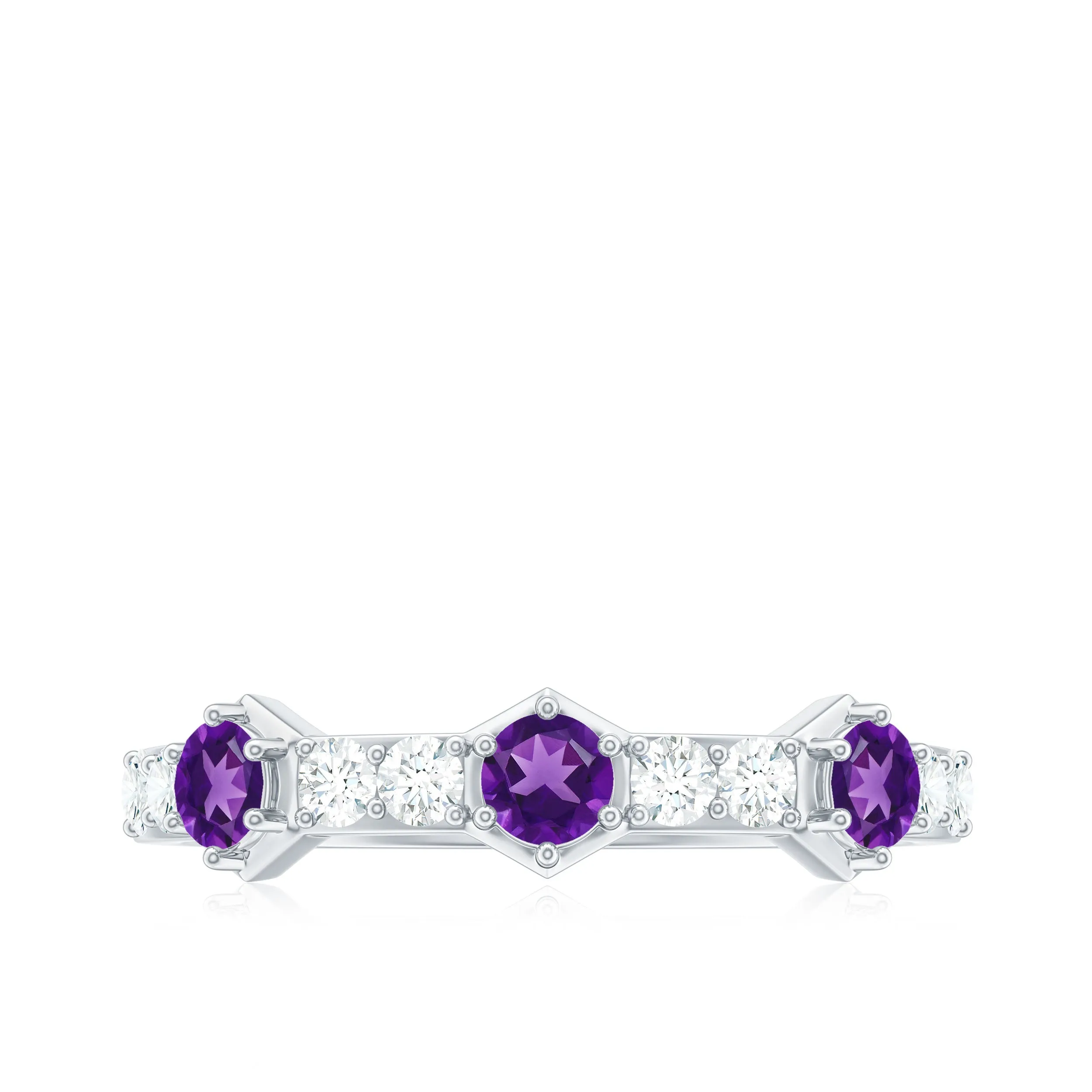 Genuine Amethyst and Diamond Eternity Anniversary Ring