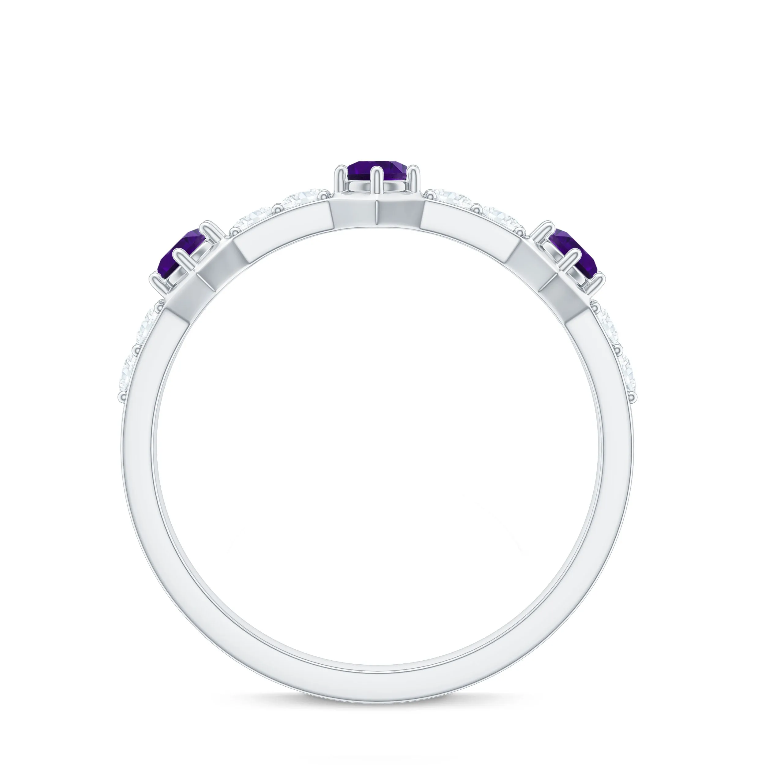 Genuine Amethyst and Diamond Eternity Anniversary Ring