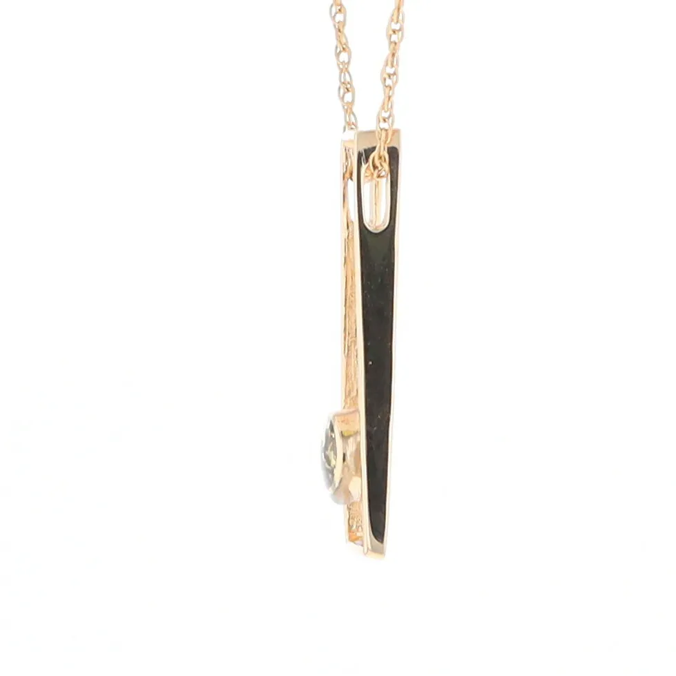 Gold Quartz Necklace Round Inlay Long Open Rectangle Design Pendant