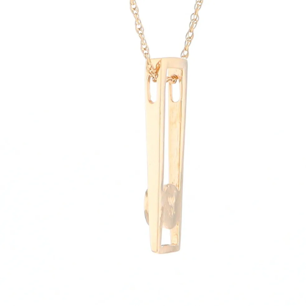 Gold Quartz Necklace Round Inlay Long Open Rectangle Design Pendant