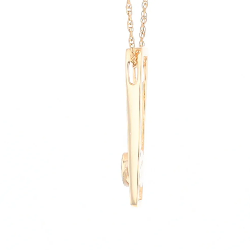 Gold Quartz Necklace Round Inlay Long Open Rectangle Design Pendant