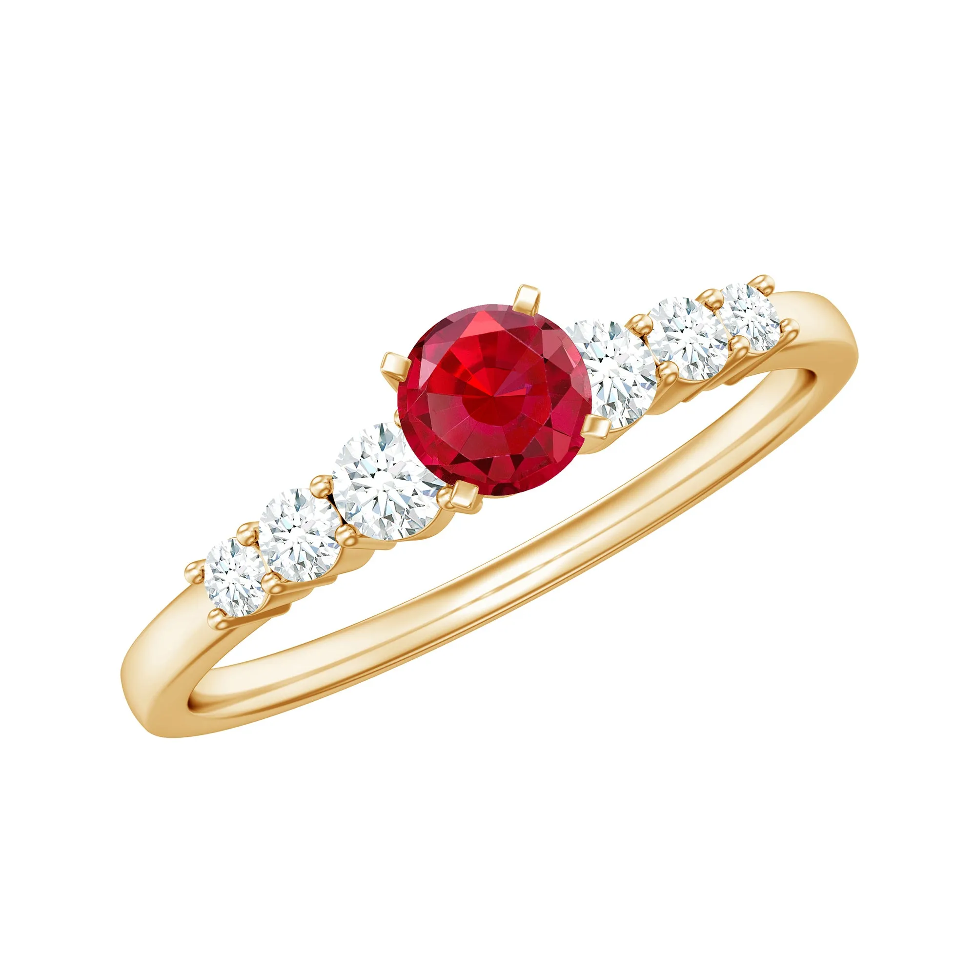 Graduated Style Lab-Lab Grown Ruby and Diamond Promise Ring