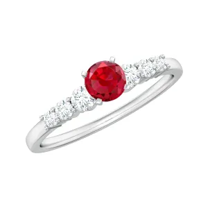Graduated Style Lab-Lab Grown Ruby and Diamond Promise Ring
