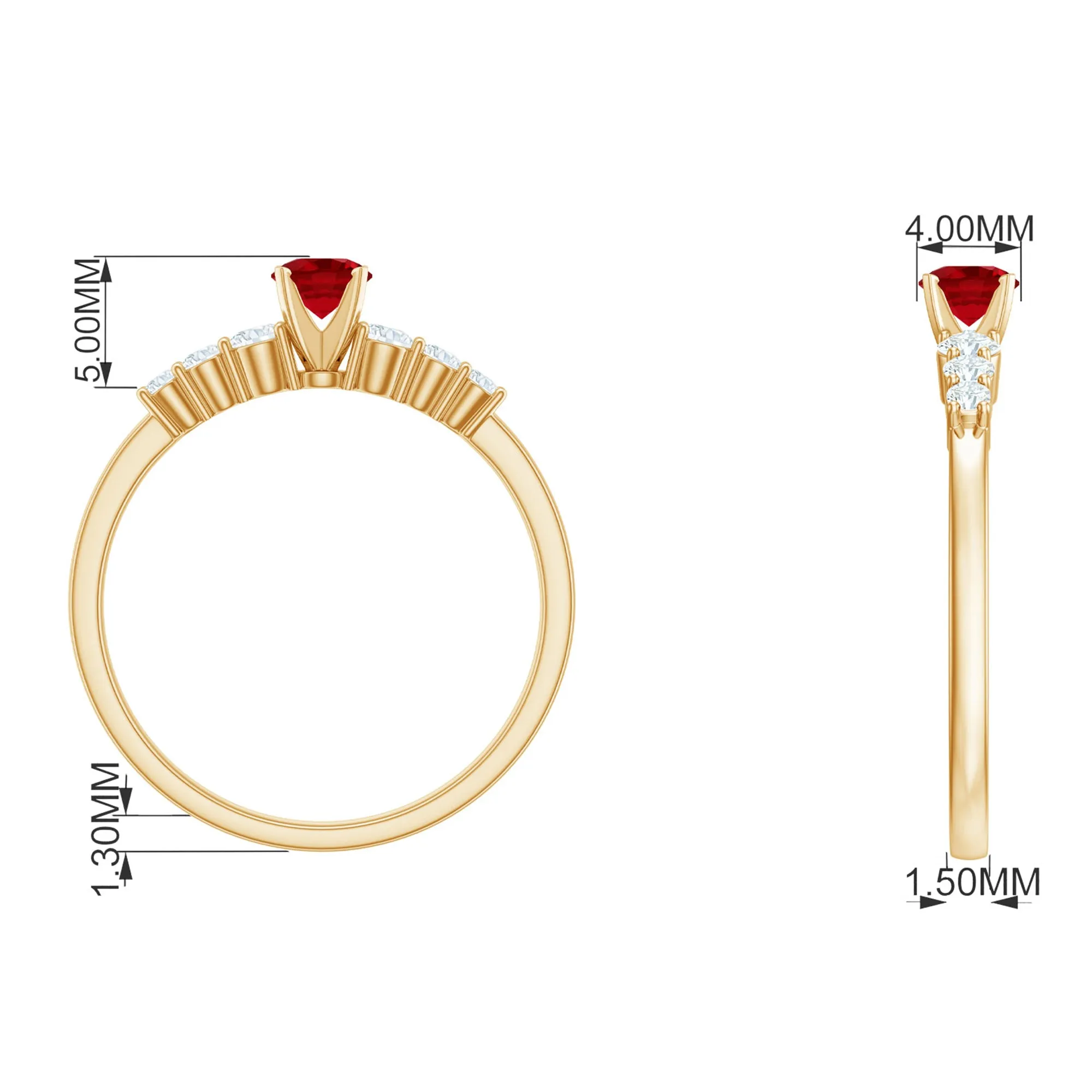 Graduated Style Lab-Lab Grown Ruby and Diamond Promise Ring