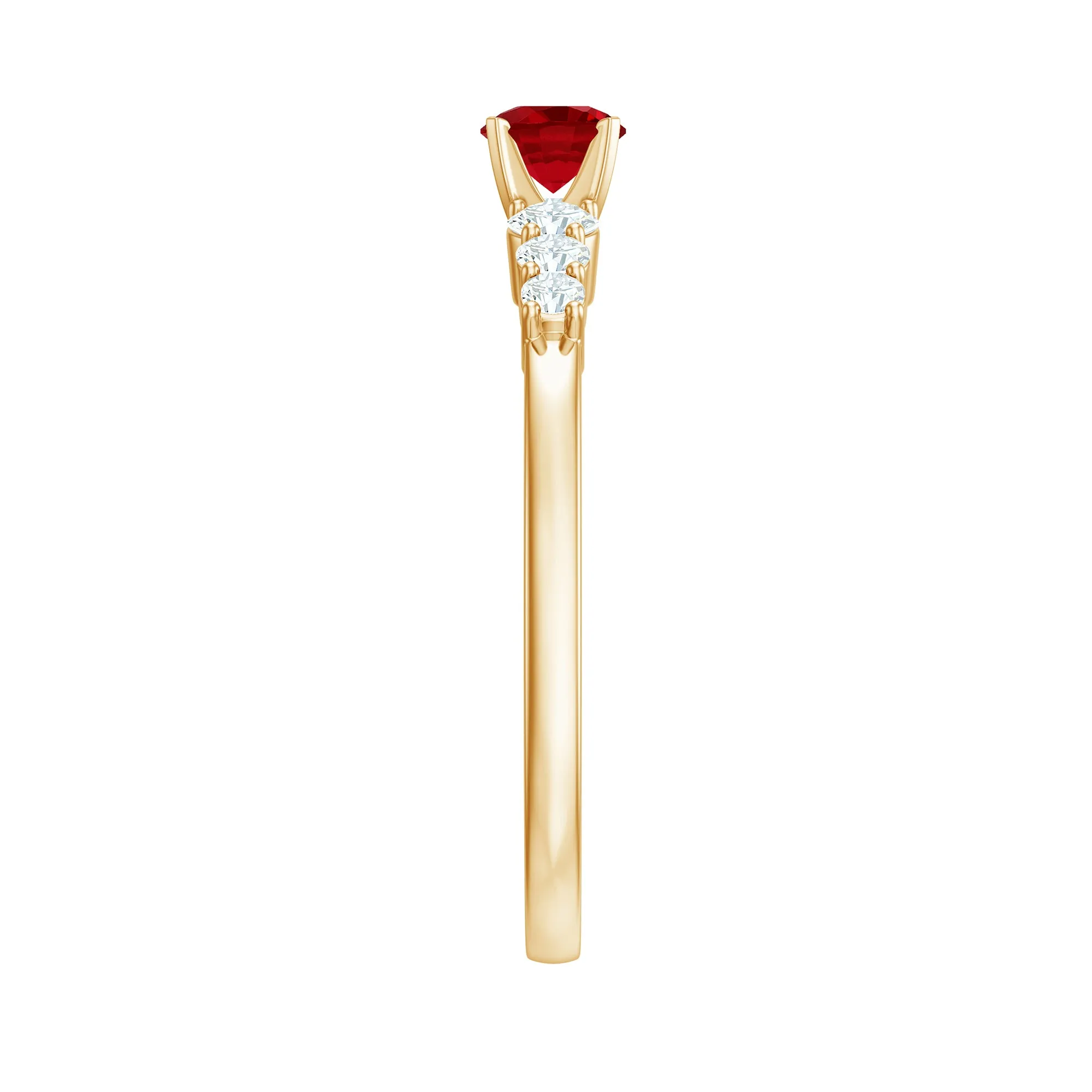 Graduated Style Lab-Lab Grown Ruby and Diamond Promise Ring