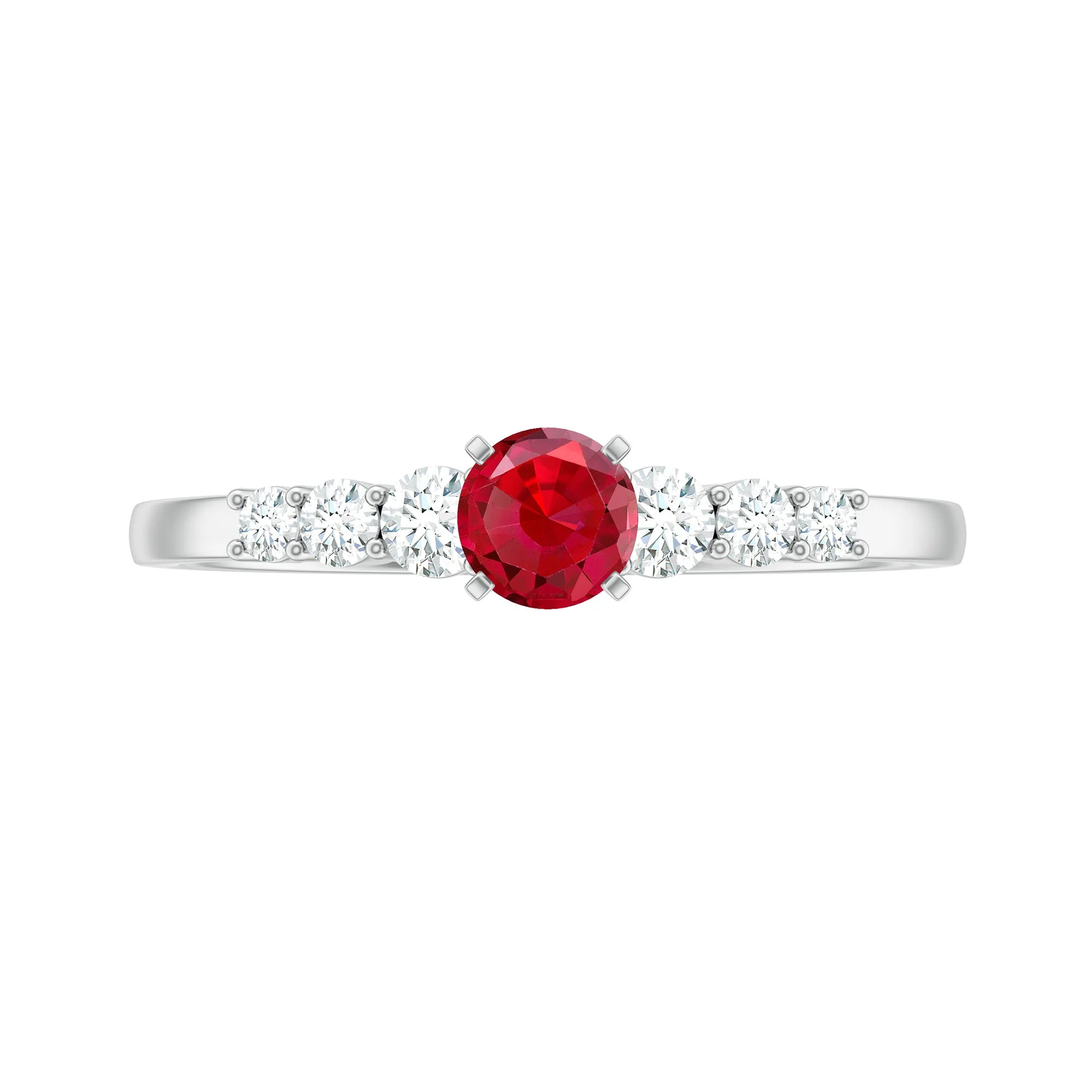 Graduated Style Lab-Lab Grown Ruby and Diamond Promise Ring