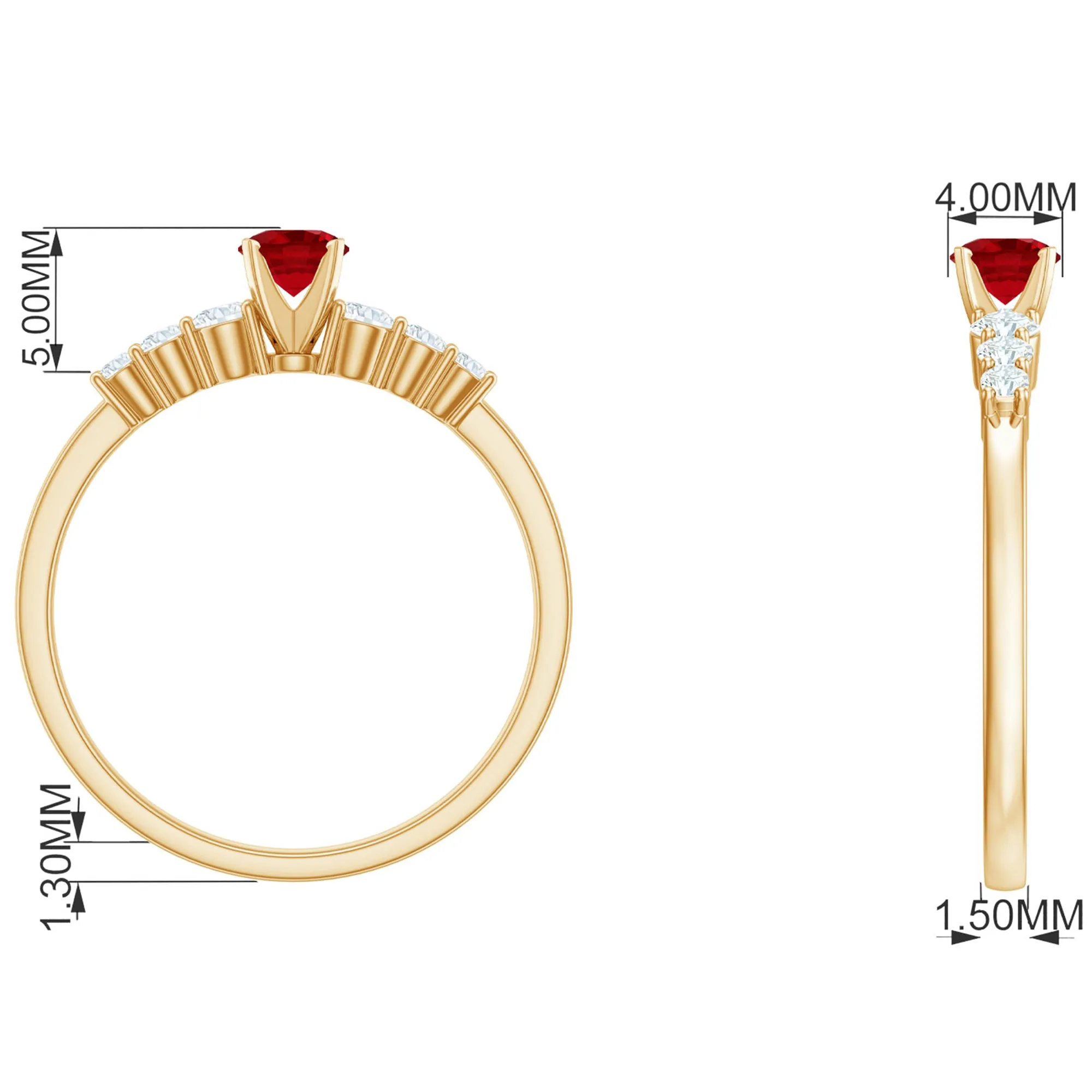 Graduated Style Lab-Lab Grown Ruby and Diamond Promise Ring