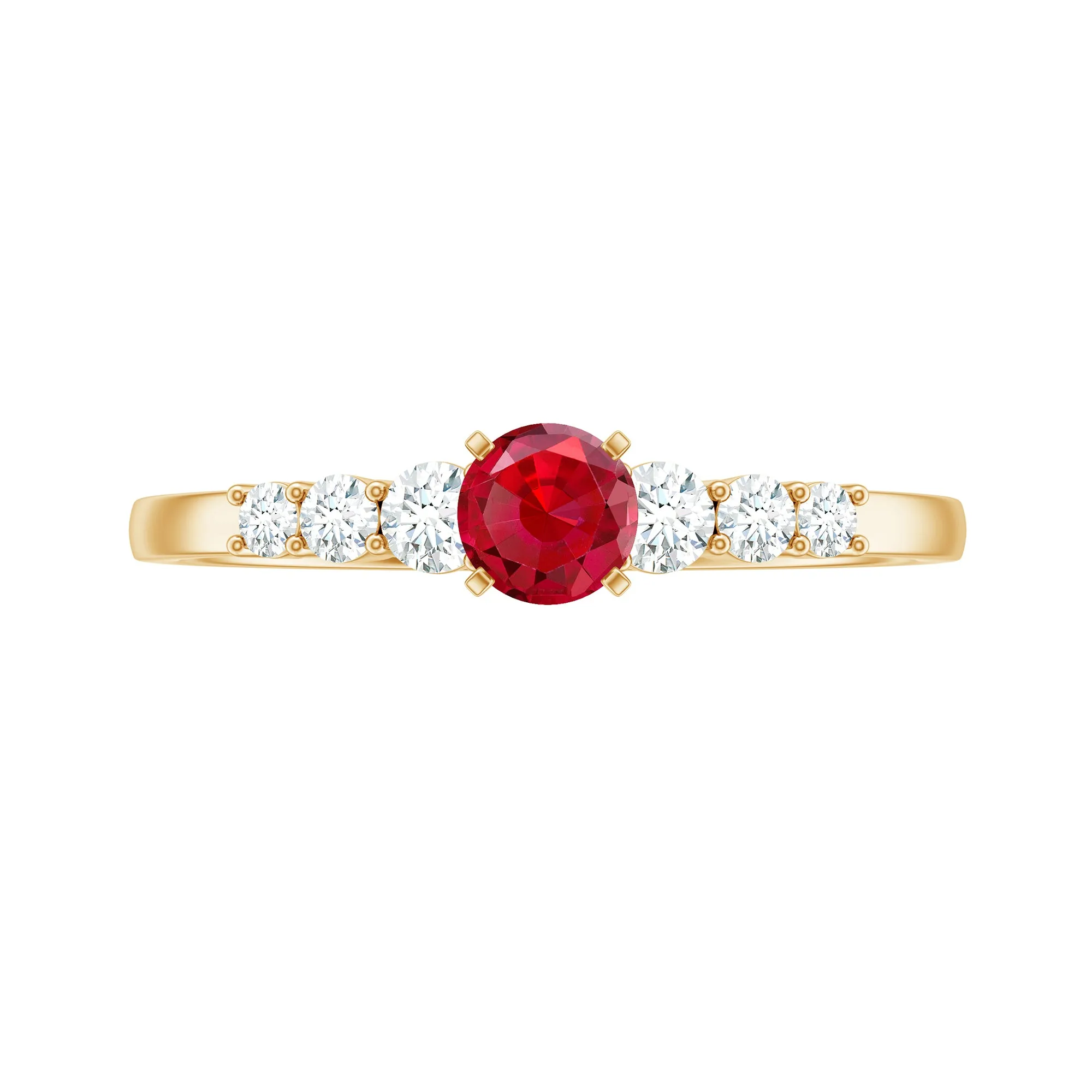 Graduated Style Lab-Lab Grown Ruby and Diamond Promise Ring
