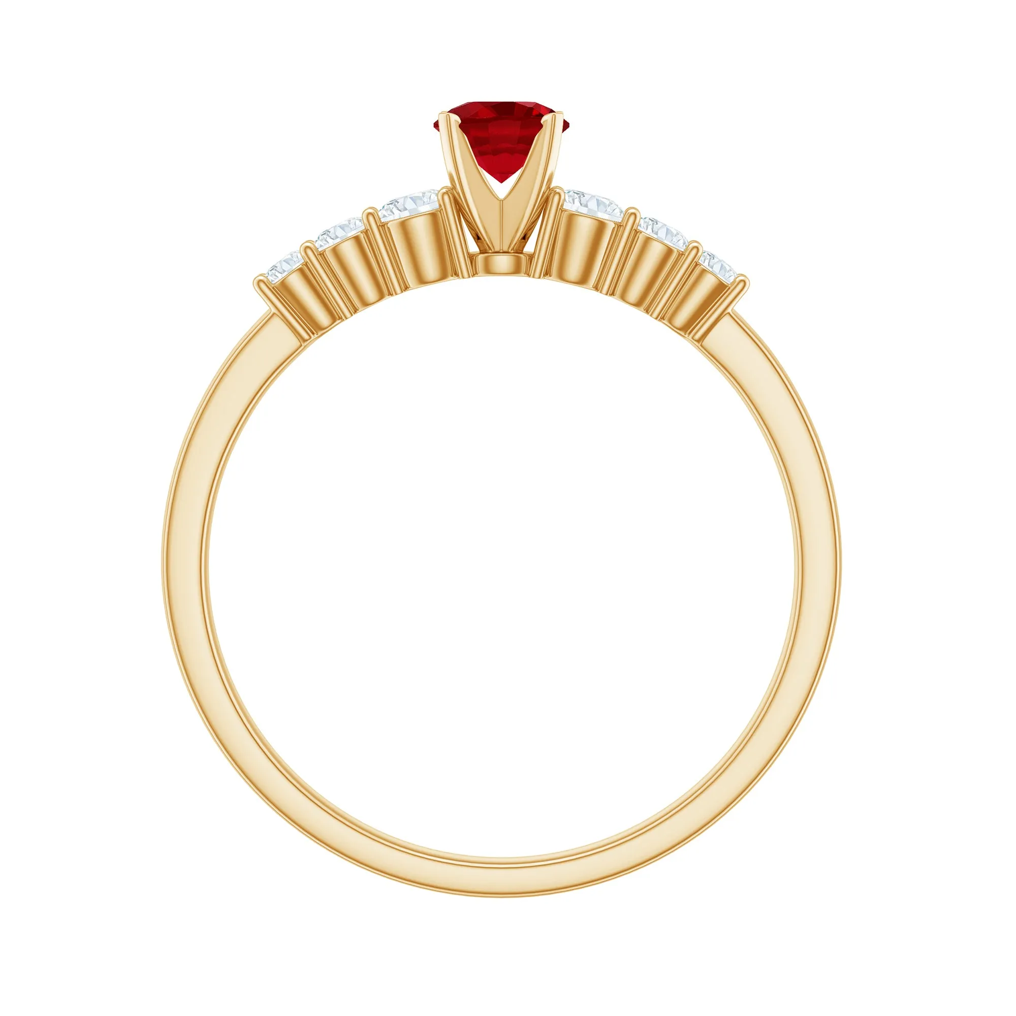 Graduated Style Lab-Lab Grown Ruby and Diamond Promise Ring