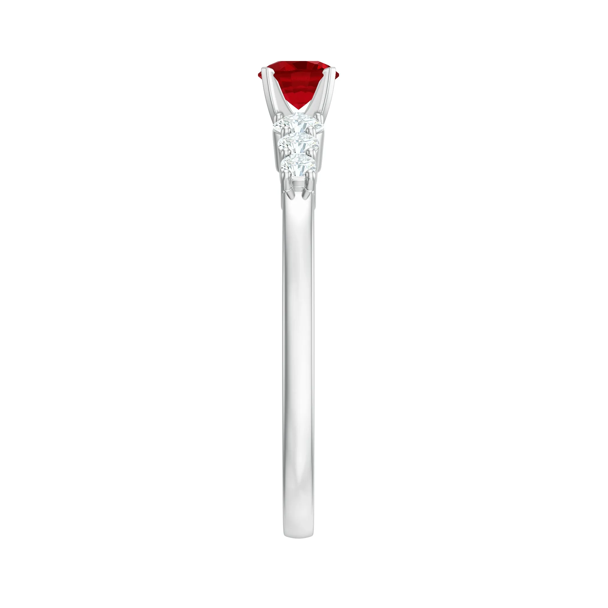 Graduated Style Lab-Lab Grown Ruby and Diamond Promise Ring