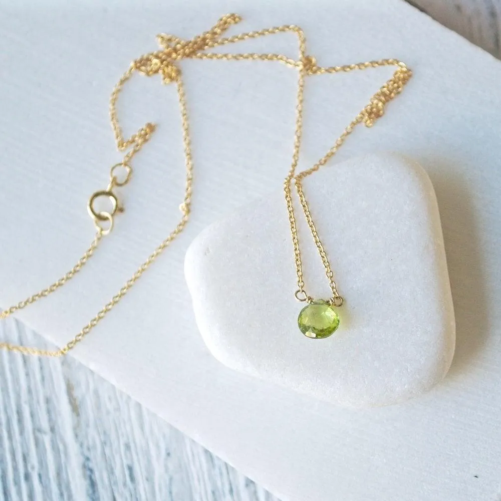 Green Peridot on Gold Filled Chain