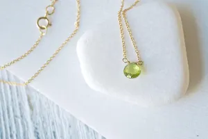 Green Peridot on Gold Filled Chain