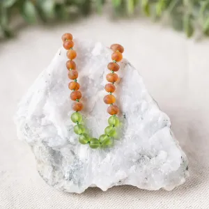 Green Sea Glass   Raw Cognac Authentic Certified Amber Necklace