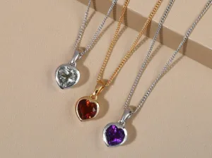 Heart Pendant Necklace , 925 Sterling Silver , Heart Gemstone Pendant , 8 mm Heart Pendant  , Gift for her , Love Necklace, Love Pendant