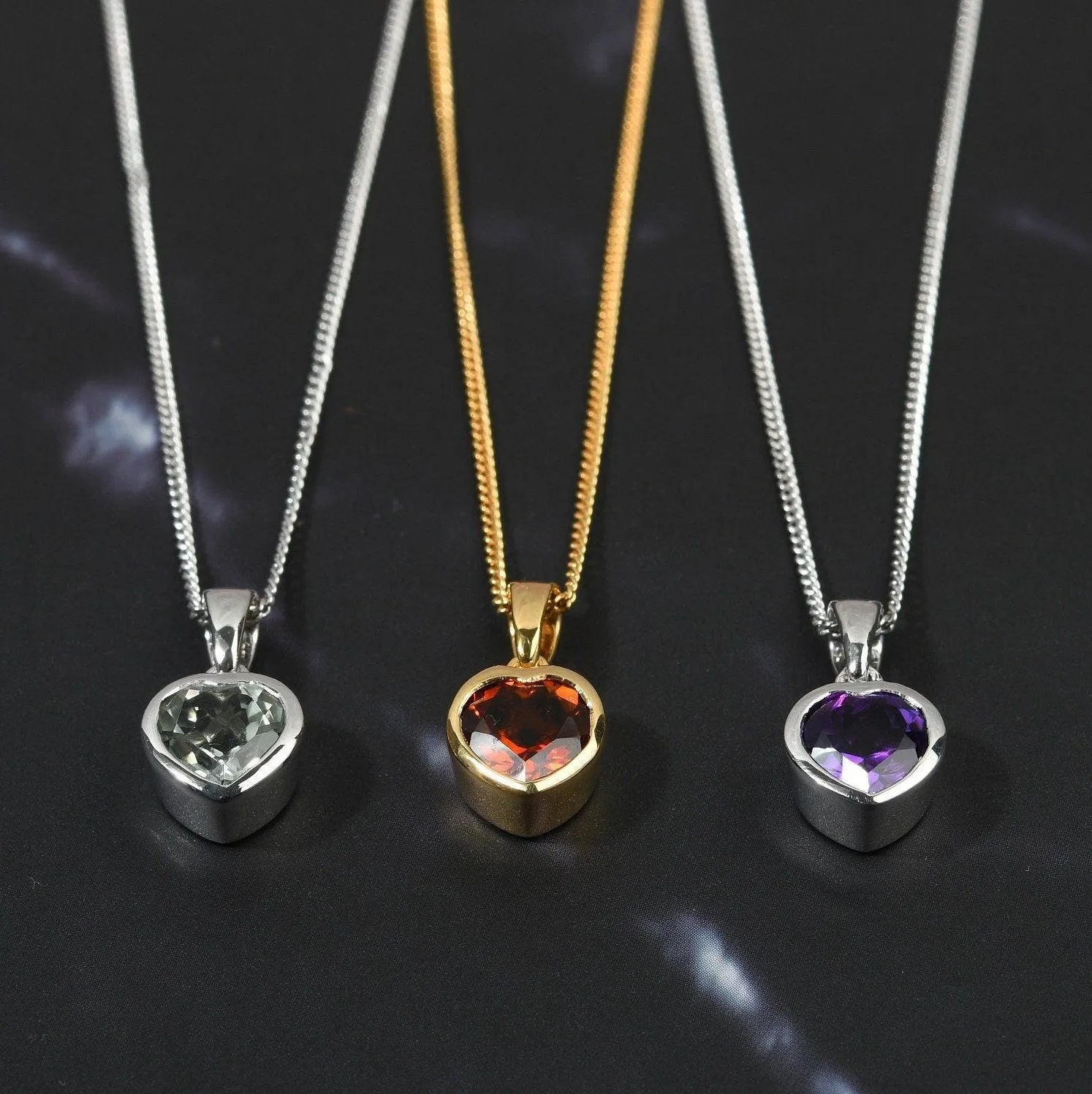 Heart Pendant Necklace , 925 Sterling Silver , Heart Gemstone Pendant , 8 mm Heart Pendant  , Gift for her , Love Necklace, Love Pendant