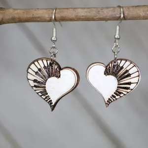 Heart Piano Wooden Dangle Earrings by Cate's Concepts, LLC