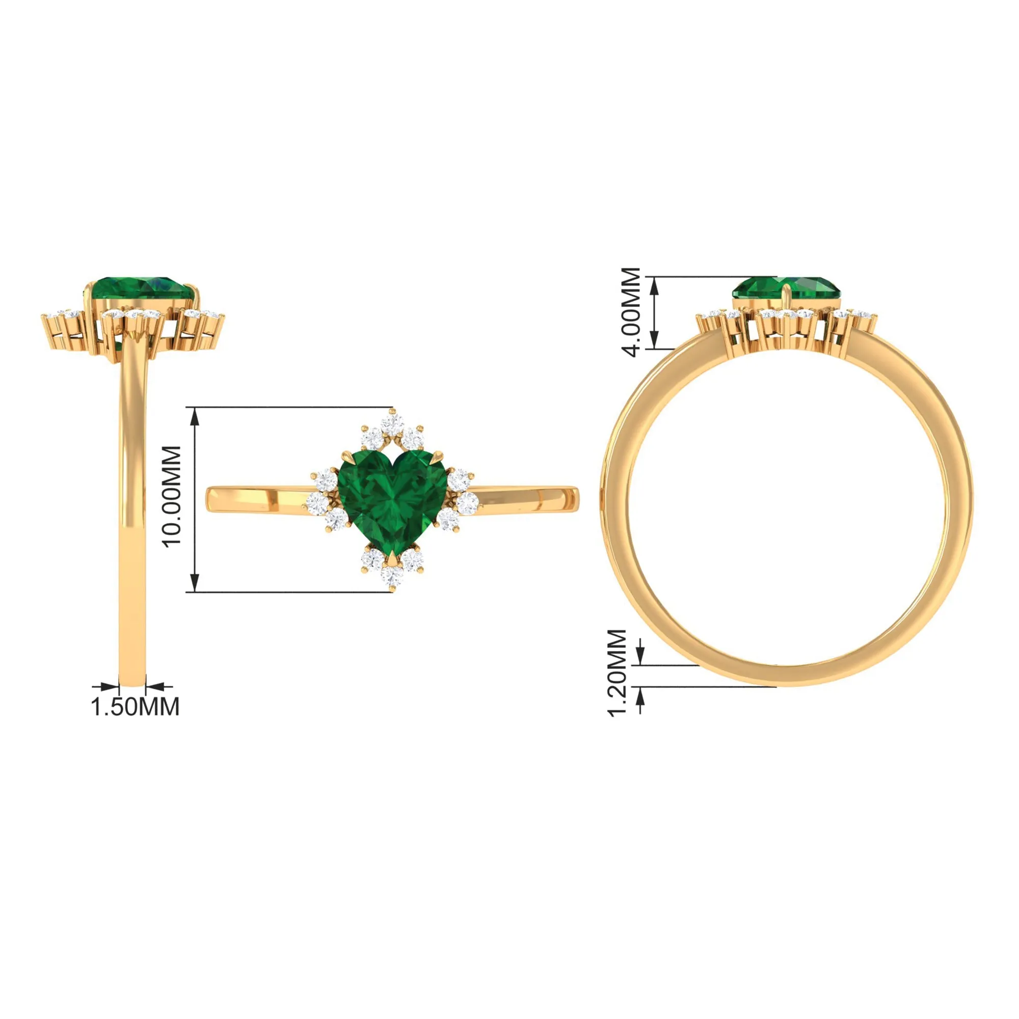 Heart Shape Created Emerald Promise Ring with Diamond Accent