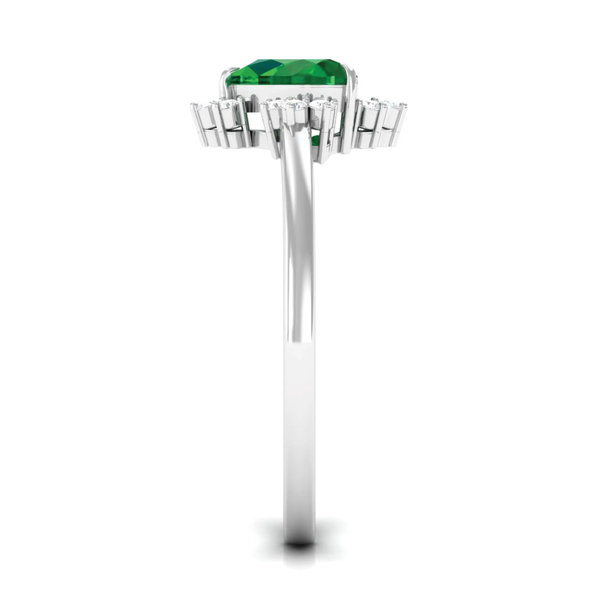Heart Shape Created Emerald Promise Ring with Diamond Accent