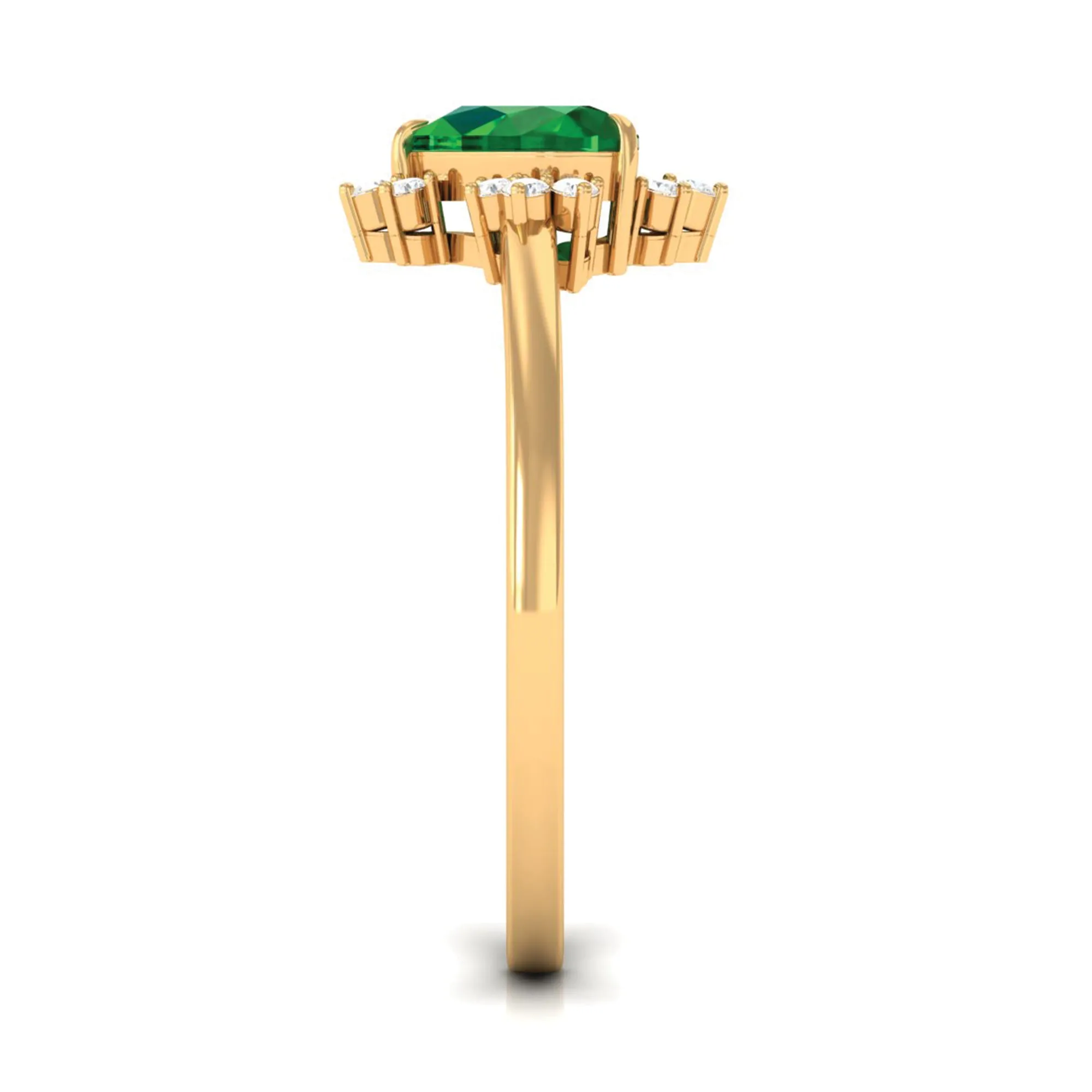 Heart Shape Created Emerald Promise Ring with Diamond Accent