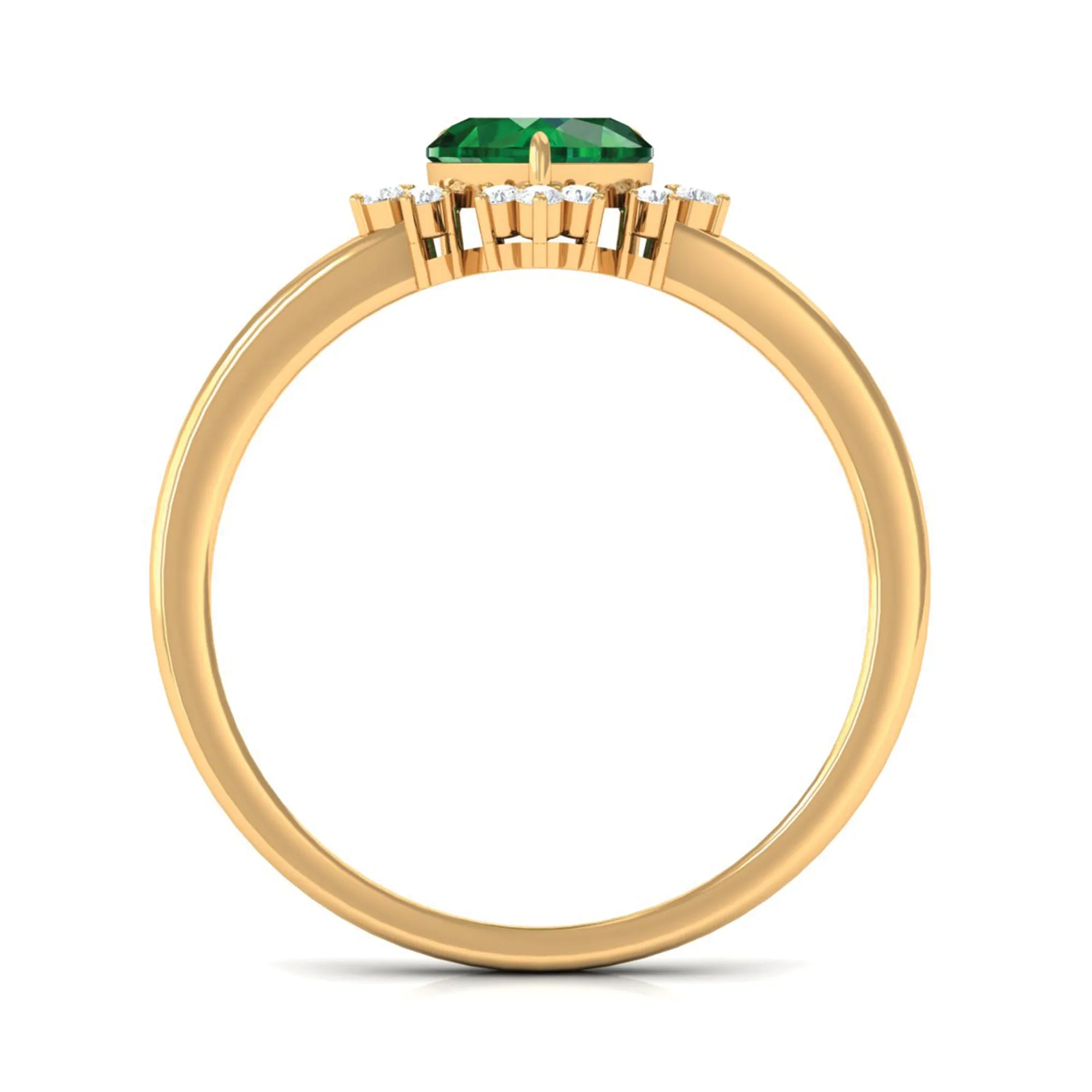 Heart Shape Created Emerald Promise Ring with Diamond Accent